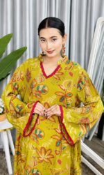Kurti set - Olive Chinon - Image 2