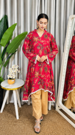 Kurti Set - Dark Pink Chinon - Image 5