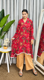 Kurti Set - Dark Pink Chinon - Image 4