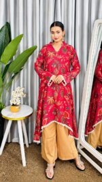 Kurti Set - Dark Pink Chinon - Image 3