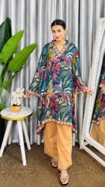 Kurti Set - Blue Chinon - Image 9