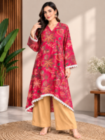 Kurti Set - Dark Pink Chinon