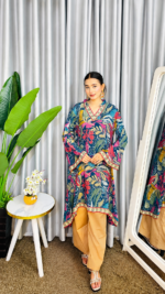 Kurti Set - Blue Chinon - Image 3